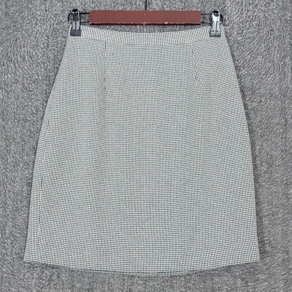 Ann Taylor Loft Skirt Womens 2 Houndstooth Pencil Knee Length Lined Zip Up